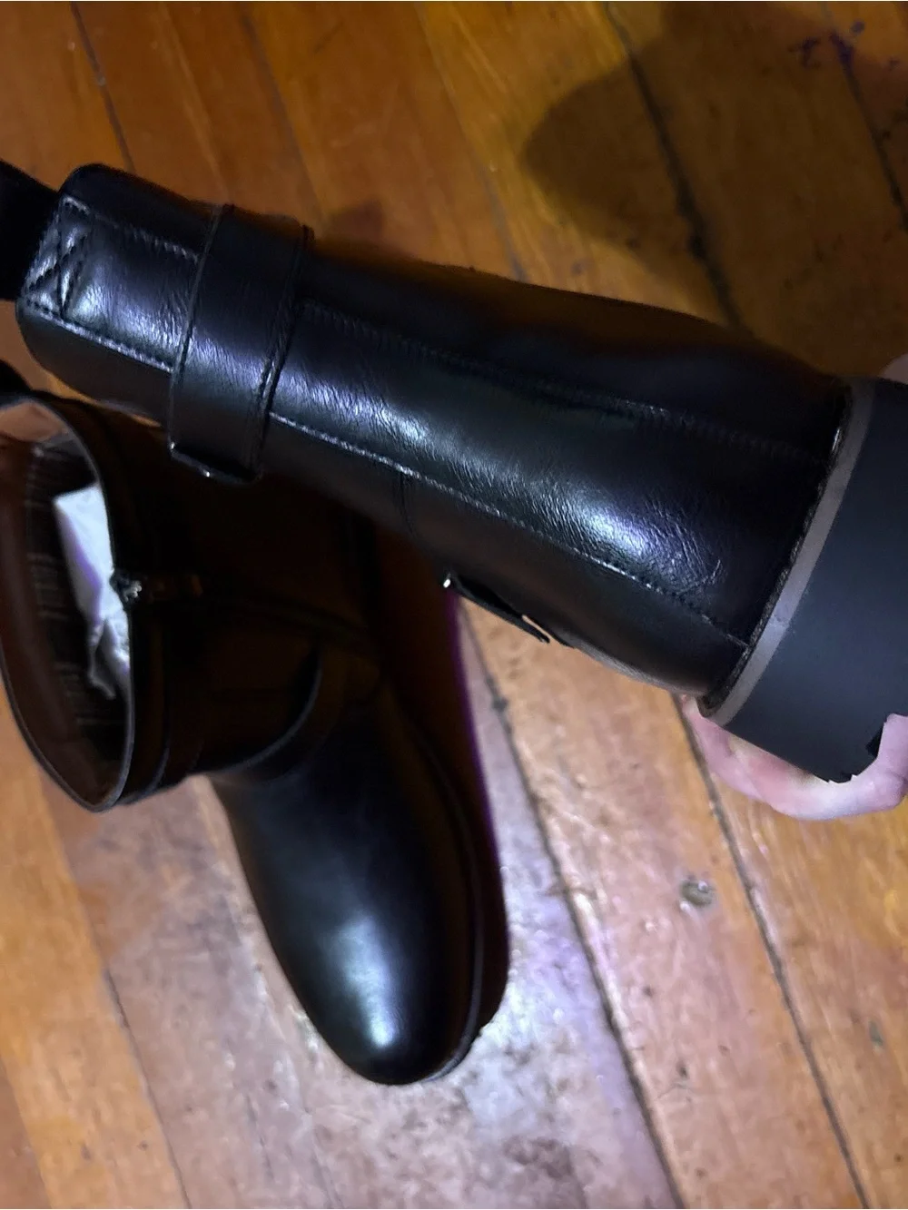 Men's Black Leather Buckle Ankle Boots